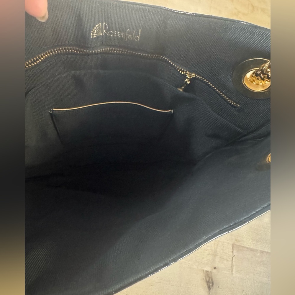 RARE VTG Rosenfeld black leather/suede purse with gold medallion - Picture 6 of 13